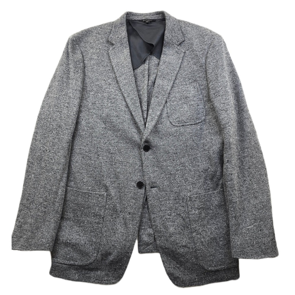 Banana Republic Tweed‎ Blazer Mens 44L 44 Grey Wool Blend Slim Fit Sport Coat